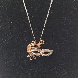 10K White Gold And Diamond Elegant Mask Pendant Necklace